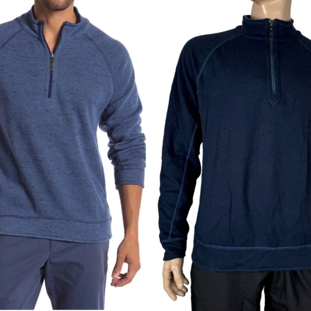 Tommy Bahama Mens Flipshot Reversible Half Zip Pullover Size XL Blue/Navy